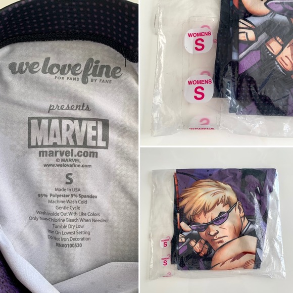 Marvel Avengers Comics Hawkeye Black Widow Leggings Size S - Picture 11 of 12